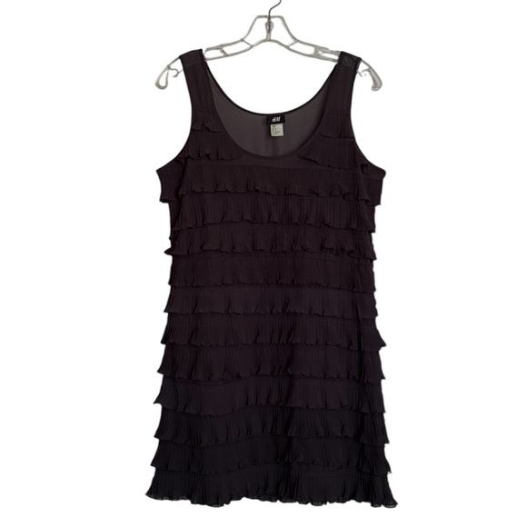 H&M Charcoal Gray Tiered Ruffle Mini Dress - Picture 1 of 5